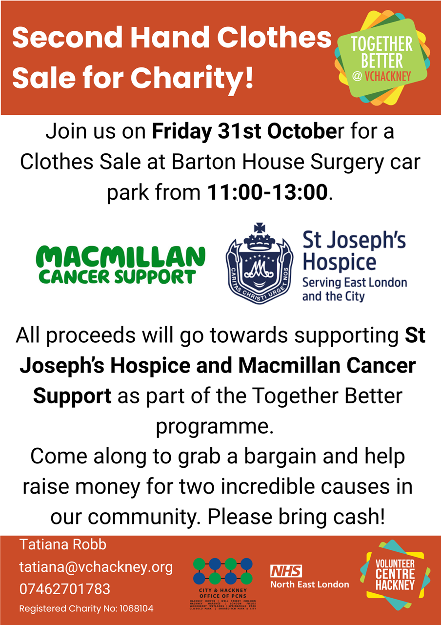 Together Better Charity clothes sale 31.10.25